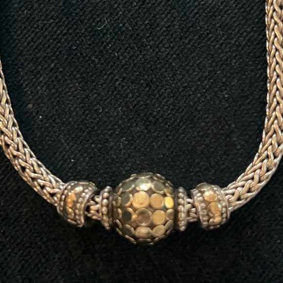 Classic Chain” Sterling Silver and Gold Foxtail Necklace